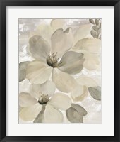 White on White Floral II Crop Neutral Framed Print