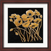 Framed Gold Black Line Poppies I v2