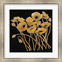 Framed Gold Black Line Poppies I v2