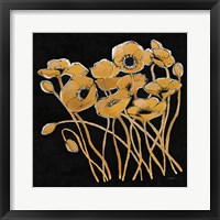 Gold Black Line Poppies I v2 Framed Print