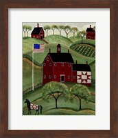 Framed American Red Quilt House