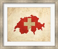 Framed Map with Flag Overlay Switzerland