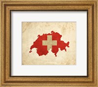 Framed Map with Flag Overlay Switzerland