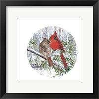 Framed 'Winter Wonder Cardinal Couple' border=