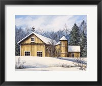 Framed Yellow Barn Winter 1