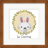 Framed 'Be Curious Rabbit' border=