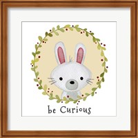 Framed 'Be Curious Rabbit' border=