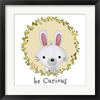 Framed 'Be Curious Rabbit' border=