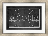 Framed Basketball Court Chalkboard Background