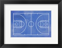 Framed Basketball Court Blue Paint Background