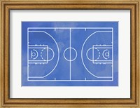 Framed Basketball Court Blue Paint Background