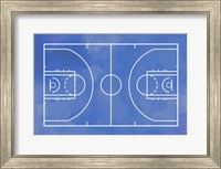 Framed Basketball Court Blue Paint Background