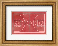 Framed Basketball Court Red Paint Background