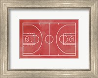 Framed Basketball Court Red Paint Background