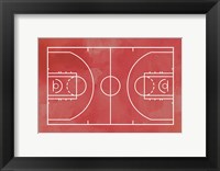 Framed Basketball Court Red Paint Background