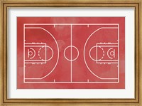 Framed Basketball Court Red Paint Background