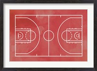 Framed Basketball Court Red Paint Background