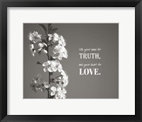 Framed Use Your Mind For Truth - Flowers on Branch Grayscale