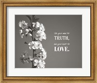 Framed Use Your Mind For Truth - Flowers on Branch Grayscale