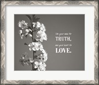 Framed Use Your Mind For Truth - Flowers on Branch Grayscale