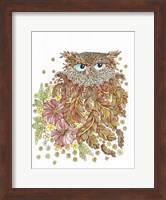 Framed Watercolor Feathery Owl