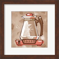 Framed 'Coffee Warmer - Coral & Brown' border=