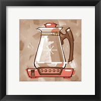 Framed 'Coffee Warmer - Coral & Brown' border=