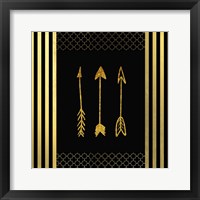 Framed 'Black & Gold - Feathered Fashion Arrow' border=