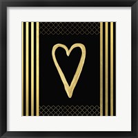 Framed 'Black & Gold - Feathered Fashion Heart' border=