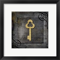 Framed 'Grunge Gold Crown Key' border=