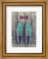 Framed Vintage Fashion Bow Tie and Shoes - Blue