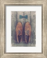 Framed Vintage Fashion Bow Tie and Shoes - Brown