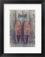 Framed Vintage Fashion Bow Tie and Shoes - Brown