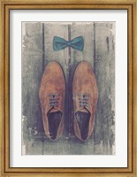 Framed Vintage Fashion Bow Tie and Shoes - Brown