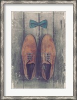 Framed Vintage Fashion Bow Tie and Shoes - Brown
