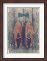 Framed Vintage Fashion Bow Tie and Shoes - Brown