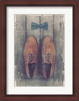 Framed Vintage Fashion Bow Tie and Shoes - Brown