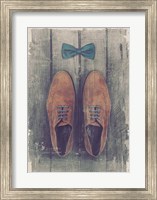 Framed Vintage Fashion Bow Tie and Shoes - Brown