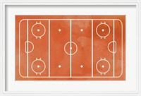 Framed Ice Hockey Rink Orange Paint