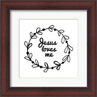 Framed Jesus Loves Me - Wreath Doodle White