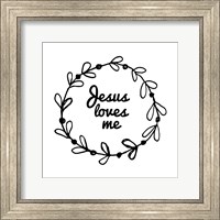Framed Jesus Loves Me - Wreath Doodle White