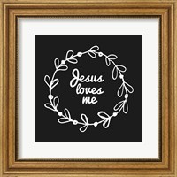Framed Jesus Loves Me - Wreath Doodle Black