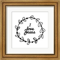 Framed I Love Jesus - Wreath Doodle White