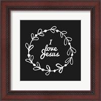 Framed 'I Love Jesus - Wreath Doodle Black' border=