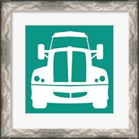 Framed 'Front View Trucks Set I - Teal' border=