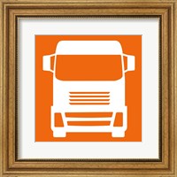 Framed 'Front View Trucks Set I - Orange' border=