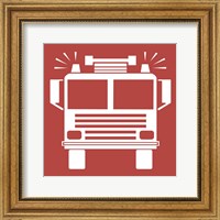 Framed 'Front View Trucks Set II - Red' border=