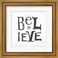 Framed Believe Gray Hearts