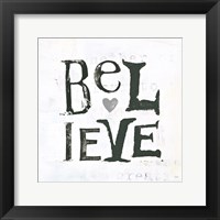 Framed Believe Gray Hearts