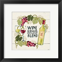 Framed 'Wine and Friends V' border=